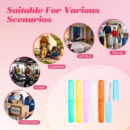 Toothbrush Holder Bulk, 6-Color Plastic Toothbrush Holder, Individually Packaged for Easy Daily Travel, Suitable for Travel, Home, and School (120-PACK)