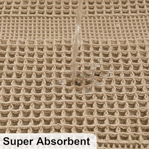 JIUZHEN Waffle Bath Mat Super Absorbent Non Slip Waffle Bath Mats Machine Washable Bathroom Shower Rugs Ultra Soft Boho Bath Rugs for Bathroom, 16" x 24", Loop-Brown - color: Loop-brown, size: 1'4" x 2' (Rectangular)