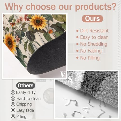 Vintage Flower Bathroom Rugs,Bath Mats for Bathroom,Rustic Wooden Low Pile Absorbent Bath Mat,Rubber Backing Non Slip Washable Thin Quick Dry Door Mat 17x29.5 Inch - color: Vintage Flower,rustic Wooden