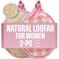 SERRENTO Loofah Women Body Scrub - Luffa Bath Pads, Pink & Beige, 2 Count - color: Pink and Beige