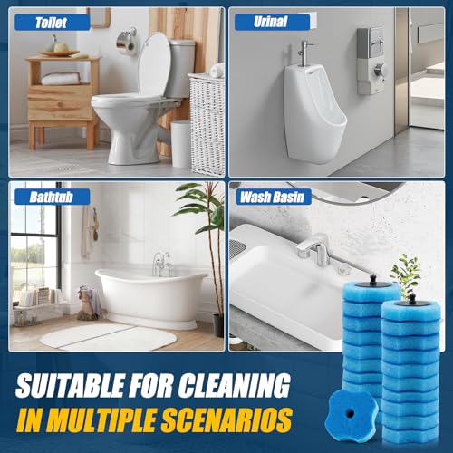 50PCS Toilet Bowl Wand Refills, Replacement Heads for Bathroom Washroom Cleaning Pads, Disposable Toilet Brush Refills Compatible with Household Brushe Scrubber Cleaning Refill Pack Ocean Fresh Blue