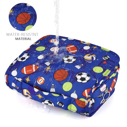 Kids Hanging Toiletry Bag for Boys, Travel Toiletry Bag for Little Young Boys Waterproof Wash Bag Toddler Traveling Toiletries, Soccer Balls Blue - color: Blue-Soccer Balls