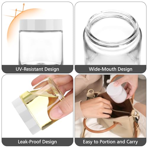 Accmor 4 oz Glass Jars with White Lids, 4 Pack Empty Glass Jars Makeup Sample Container with Inner Liners, Leakproof Round Airtight Cosmetic Travel Containers for Lotions, Creams, Candle Making - color: White, size: 4 Ounce
