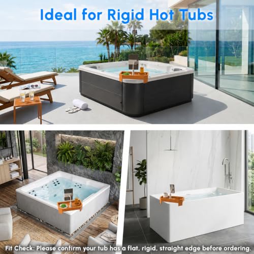 Vespara Bamboo Hot Tub Tray Table with Adjustable Phone Holder, Non Slip Hot Tub Table Spa Gifts for Women, Bathtub Canddy Tray with Wine Glass Holder Tray for Luxury Bathtub& Bathroom Accessories - color: Bamboo