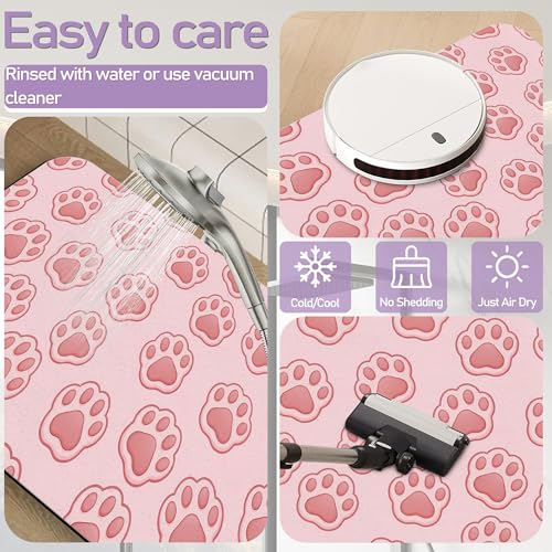 Paws Pink Bathroom Rugs Mat, Super Absorbent Quick Drying Floor Mat for Bathroom Entryway 17"x30" - color: Paws Pink