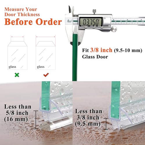 Frameless Shower Door Seal Strip 2 Pack x 39 Inch MD Glass Shower Door Bottom Seal Side Seal Strip Door Sweep for 3/8" Glass Ultra-Clear Polycarbonate Stop Shower Leaks Create A Water Barrier - color: MD-Type Bottom, size: 2PCS x 39" for 3/8" Glass