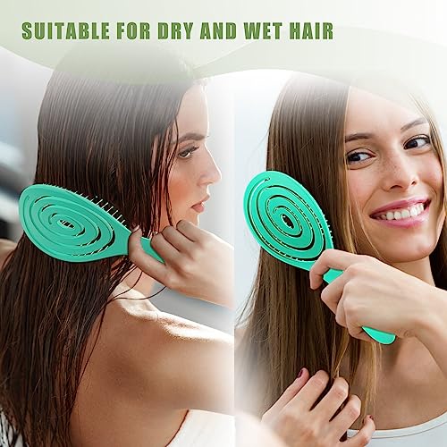 SHINLEA Hair Brush, Detangle Anti Tangle Brush, Spiral Hairbrush for Wet & Dry Hair, Women, Men, Kids, Glide Through Tangles For All Hair Types, Green - color: Green