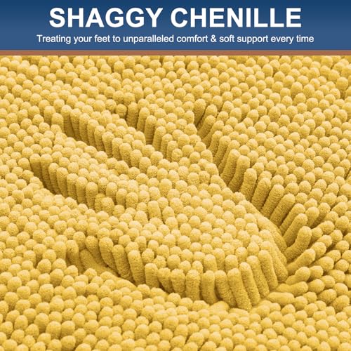 Smiry Luxury Chenille Toilet Rugs U-Shaped 20x20, Soft Absorbent Non-Slip Contour Bathroom Rugs for Toilet, Machine Washable Contoured Bath Mats, Yellow - color: Yellow, size: 20" X 20" Contour Rug
