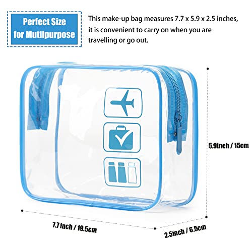 MODENGKONGJIAN TSA Approved Toiletry Bag, 3 Pcs Clear Toiletries Bags Quart Size Travel Makeup Cosmetic Bag for Women Men, Carry on Airport Airline Compliant Bag (Blue) - color: Blue