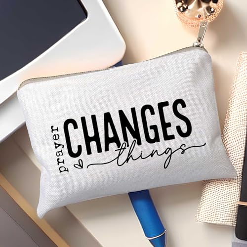 Prayer Changes Things Makeup Bag Christian Worthy You Matter Travel Bag Religious Faith Makeup Case Bible Verse Cosmetic Bag Sister Christian Gift Toiletry Bag Gift - color: Prayer Changes Things