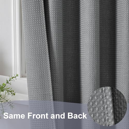 OWENIE Grey Shower Curtain, Waffle Weave Heavy Fabric Shower Curtain for Bathroom, Waterproof Thick 420G/M Textured Soft Elegant Luxury Hotel Spa Bath Curtains, Machine Washable, Grey, 72W x 72L - color: Grey, size: 72"W x 72"L (Pack of 1)