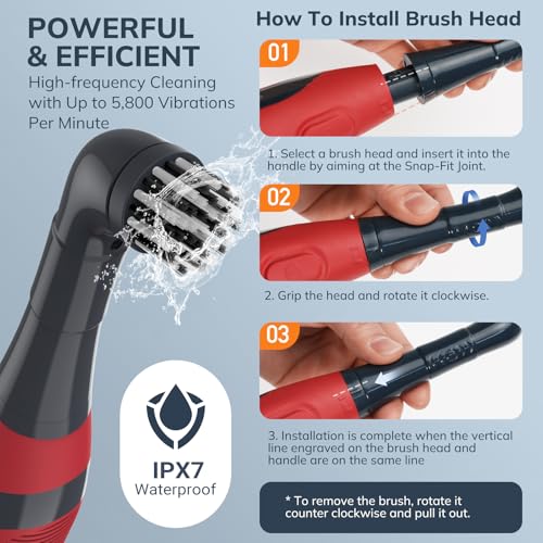 LifeBasis Replacement Brush Head Set Only for LifeBasis Electric Cleaning Brush, Only with 5 Replaceable Cleaning Brush Heads & 6 Cleaning Pads, for Cleaning Shower, Sinks, Kitchen Corner, Tile, Grout