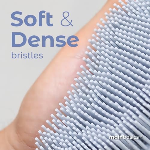 MainBasics Silicone Body Scrubber Dual-Sided, Frosted Sky, Massage | Shower Scrubber with Massage Nodes, Silicone Loofah Alternative for Deep Clean - color: Frosted Sky, size: Massage