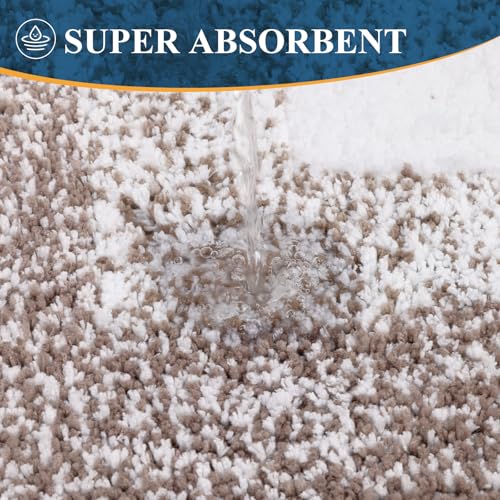 Bsmathom Bathroom Rugs Sets 3 Piece, Non-Slip Absorbent Bath Mats, Extra Soft Plush Shaggy Bath Rugs with U-Shaped Contour Toilet Mat Machine Washable, Coffee - color: Coffee, size: 18"x26"+18"x48"+U Shape 20"x24"