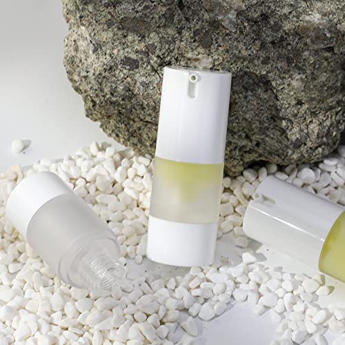 LONGWAY 0.5 Oz 15ml Airless Pump Bottles,Small Plastic Travel Vacuum Cosmetic Pump Bottles for Lotion and Cream(Pack of 6, Frosted) - size: 15 ml