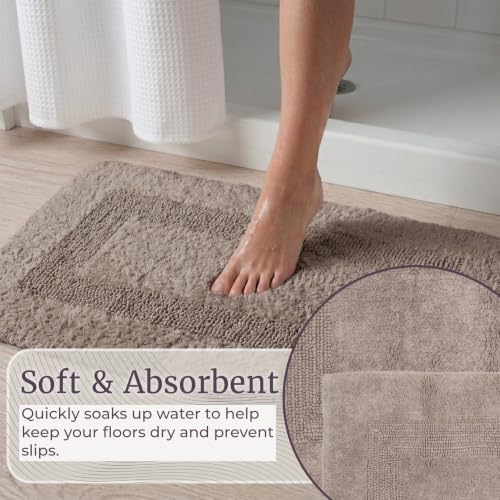 Bathroom Rugs - 2-Piece Cotton Bathroom Mat Set - Machine Washable Bath Mats for Washroom, Kitchen, or Laundry Room by Lavish Home (Taupe) - color: Taupe