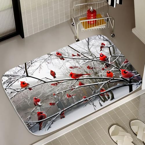 Sea Turtles Nautical Blue Ocean Beach Animals Bath Rugs Non Slip Shower Mat Bathroom Decor Door Rug (16x24 inches, Cardinal Birds) - color: Multi Color 2, size: 2' x 1'4" (Rectangular)