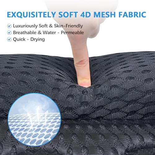 REEZEIVI Bath Pillows for Tub,Bath Pillow with 6 Non-Slip Suction Cups,Soft 4D Mesh Fabric,Bathtub Pillows for Tub Neck and Back Support,Extra Thick Luxury Bathtub Pillows,Black - color: Black