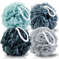 MTDLYICE Loofah Sponge XXL-100g 4 Pack, Bath Sponge Soft Mesh Shower Puff Loofah for Men, Exfoliating Body Scrubber for Women, Shower Accessories (Blue Gray) - style: 100g Blue Gray