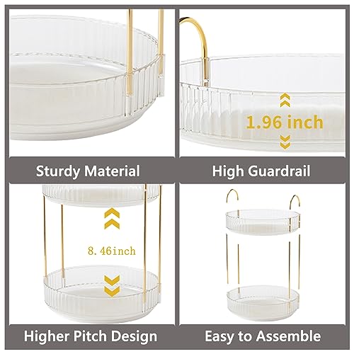 Asayuee 360 Rotating Makeup Organizer,3 Tier Large Capacity Make Up Organizers and Storage,Skincare Perfume Vanity Organizers,Bathroom Cosmetics Storage Organizer Countertop (Clear-3 Tier) - color: White, size: 3 Tier