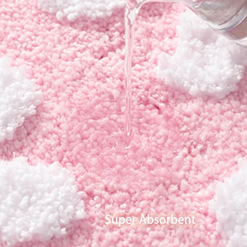 QJHOMO Toilet Rugs U Shaped, Pink Toilet Mat Cute Daisy Contour Bath Rug, Thick Soft Machine Washable Toilet Carpet, Non Slip Bathroom Floor Mats Super Absorbent Microfiber Bath Rugs (20x24 inch) - color: Pink, size: 1'8" x 2' (U-Shape)