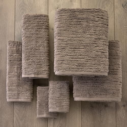 SKL Home CloudSoft 100% Cotton Luxury 6-Piece Towel Set, 600 GSM, Ultra Plush & Absorbent - 2 Bath Towels, 2 Hand Towels, 2 Washcloths, Mink Brown - color: Mink Brown, style: 6-Piece Towel Set