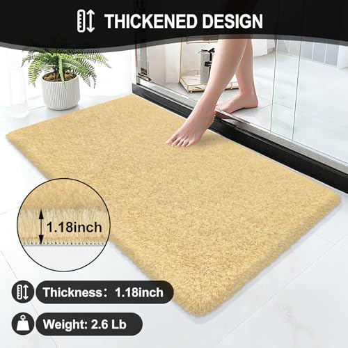 Bathroom Rugs 48"x24", Fluffy Soft Thick Absorbent Bath Mat Rubber Backing Quick Dry, Machine Washable Bath Mats for Bathroom Tub, Floor, Shower, Bedroom Home Decor Accessories, Beige - color: Beige, size: 48" x 24"