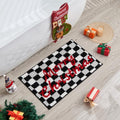 Douceur Merry Christmas Checkered Bathroom Rugs, Cute Black and White Checkerboard Bath Mat Non Slip, Soft and Absorbent Washable Bath Rugs, 24"X16" - color: Christmas Checkered-black, size: 1'4" x 2' (Rectangular)