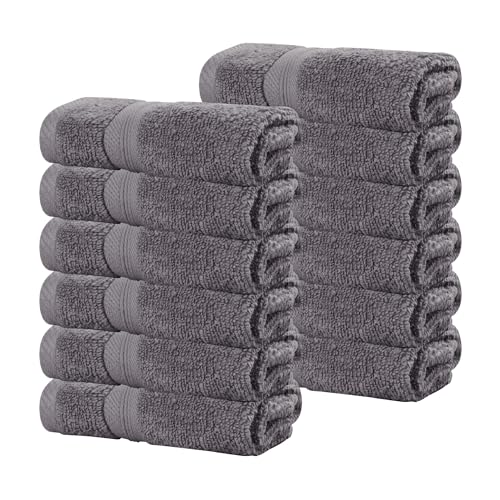 Superior Cotton Face Towel/Washcloth Set, Daily Use, Bathroom, Guest Room, Resort, Spa, Facial, Home Essentials, Soft Plush Absorbent Small Towels, Zero Twist, Smart Dry Collection, Set of 12, Grey - color: Grey, size: 12PC Face Towel