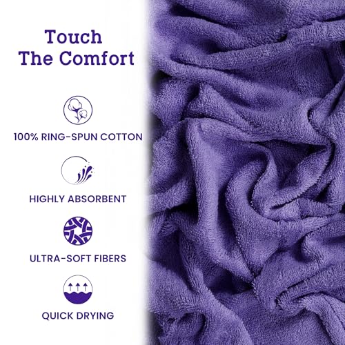 Casa Lino Face Towels & Body Wash Cloths for Showering - 100% Cotton Wash Cloths for Bathroom - Highly Absorbent & Quick Drying Washcloth Set - Cotton Washcloths 24 Pack (12" x 12") - (Purple) - color: Purple