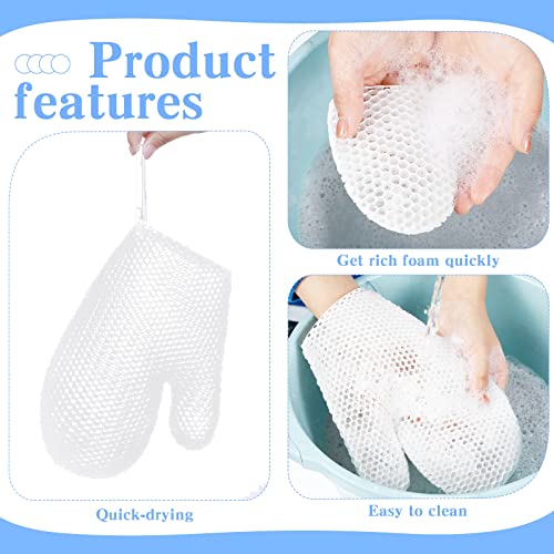 Vesici 2 Pcs Honeycomb Exfoliating Glove Set Exfoliating Bath Mitt Honeycomb Face and Body Scrubber Shower Mitt Sponges for Cleaning Body Shower Face Skin Beauty Spa(White) - color: White
