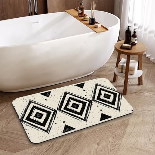 Doodle Geometry Bathroom Rugs Mat, Super Absorbent Quick Drying Floor Mat for Bathroom Entryway 17"x30" - color: Doodle Geometry