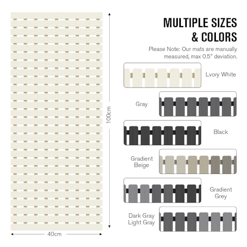 MBOSS Bath Tub Shower Mat Non Slip Bathtub Mats for Bathroom Shower Floor Mat Bath Mats for Shower Tub Anti Slip Shower Mat with Drain Hole and Large Suction Cups (Ivory White, 37.5 X 15.7 Inch) - color: Ivory White, size: 37.5" x 15.7" (Rectangular)