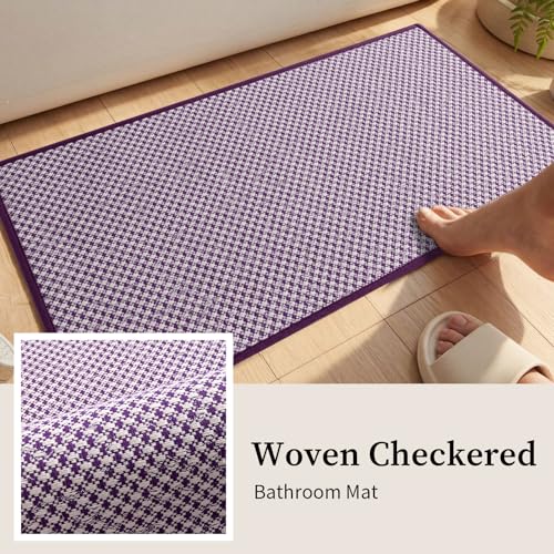 YIHOUSE Thin Bath Mat Purple Bathroom Rugs Sets 2 Pieces, Non Slip Absorbent Mats Quick Dry, Woven Rugs Washable, Tapetes para Baño for Bathroom Toilet,Bathtub(17"x24"+17"x32") - color: Purple, size: 2Pieces(17"x24"+17"x32")