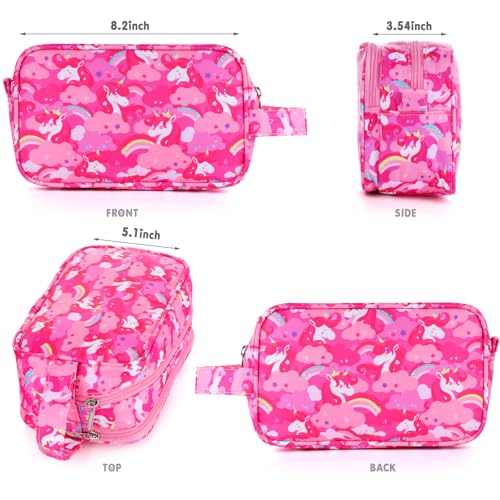 Unicorn Kids Toiletry Bag for Girls, Travel Toiletry Bag for Little Young Girls Cosmetic Bag Makeup Bag Waterproof Hanging Wash Bag Toddler Toiletries, Pink - color: Pink Unicorn