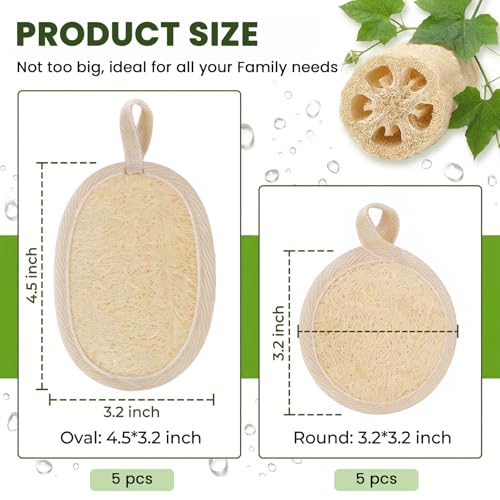 10PCS Natural Loofah Sponge Set, Loofah Exfoliating Scrubber for Body & Facs