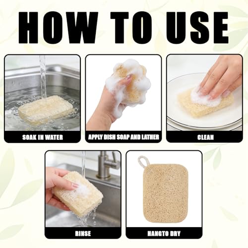 10Pcs Kitchen Sponges - Natural, Reusable and Eco-Friendly - Loofah Sponges for Dishes,Pots, Pans, Tableware Everyday Cleaning - Cleaning Sponge for Kitchen, Bathroom, Household