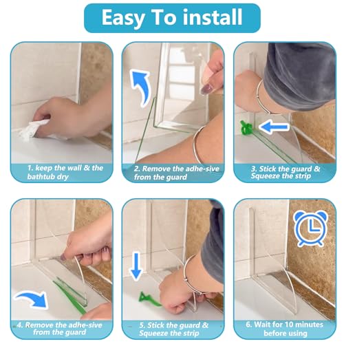 2 Pcs Bathtub Water Guards,Bathroom Shower Splash Guard for Tub, Shower Water Guard for Bathtub Shower Guards Removable, Bathtub Water Splash Guards Corner Guards to Keep Water in Shower Bath