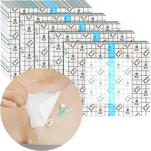 Waterproof Dialysis Catheter Shower Cover PD Catheter Shower Protector Shields with Non-Stick Center Pad for Peritoneal Dialysis Accessories Port Chest Central Line 6"x6" Pack of 25 - size: 6 x 6" with Island Dressing (Pack of 25)