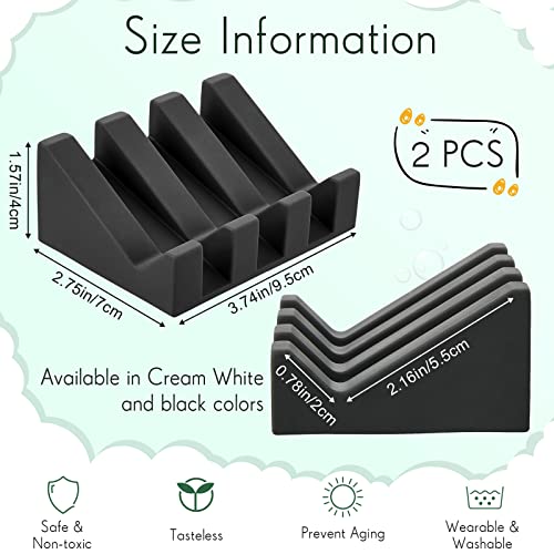 Cunhill 2 Pieces Silicone Soap Dish Self Draining Soap Dish Shower Waterfall Bar Soap Holder Tray with Drain Soap Saver for Kitchen Bathroom Accessories (Black,Cream White) - color: Black, Cream White