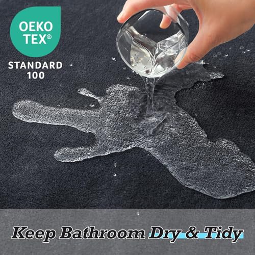 HUXMEYSON Bathroom Rugs Sets 2 Piece, Non-Slip & Quick Dry Bath Mat Set, Ultra Soft Velvet Bath Rugs for Bathroom, Toilet and Shower Floor, Dark Grey - color: Dark Grey, size: 17"x24"+20"x32"