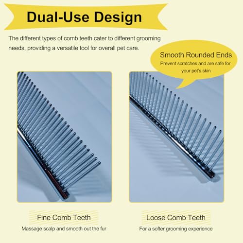 3 PCS Puppy Brush Grooming Kit, Stainless Steel Flea Comb, Fit for Yorkie, Shih Tzu, Maltipoo, Soft Bristle (Yellow) - color: Yellow