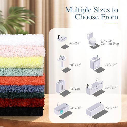 Walensee Blush Bath Mat (24 x 72), High Pile Microfiber, Extra Soft, Absorbent, Non-Slip, Machine Washable, Luxury Bathroom Rug - color: Blush, size: 24" x 72"