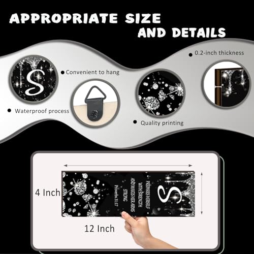 3 Pcs Silver Wall Decor Diamond Bedroom Decor For Women With Religious Black And Silver Bathroom Accessories Office Sign for Home Kitchen Office Wall Decoration 12x4 Inches - color: Silver