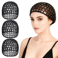 3 Pcs Crochet Hair Net Soft Mesh Hair Wrap Net Cap for Women Breathable Reusable Hairnet Cover Accessory (Black)