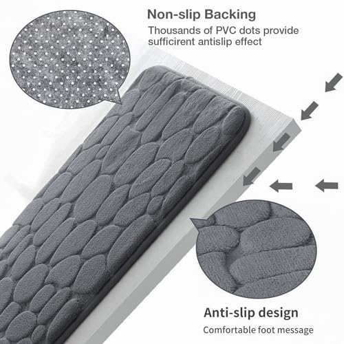 YIHOUSE Memory Foam Bath Mat Cobblestone Bathroom Rugs Super Water Absorbent Bath Mats for Bathroom Machine Washable Bath Rugs(24 x 36,Dark Gray) - color: Dark Gray Single, size: 2' x 3' (Rectangular)