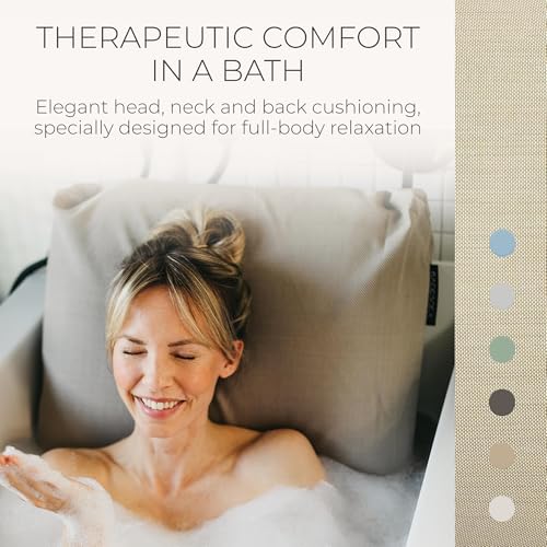 BADESOFA® Luxury Bath Pillow M - Lusciously Soft & Comfortable Tub Pillow for Bathtub - Washable & Quick-Drying Bath Back Pillow - Non-Slip Full Body Tub Pillow - Luxury Spa Cushion in Beige - color: Beige, size: Medium (Single Pillow)