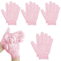 4 Pairs Bath Gloves, Body Scrub Mitts, Shower Scrubber Gloves for Shower Spa Massage & Body Scrub for Women Bath Spa Accessories (Pink, S)