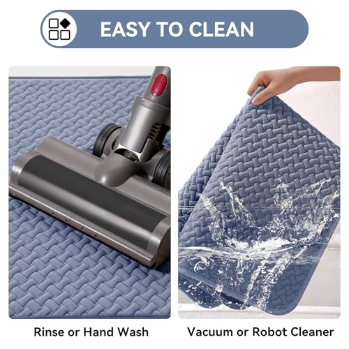 YDKGL Bathroom Runner Non Slip, Extra Soft Absorbent Quick Dry Bath Mats, Foam Weave Texture Thin Bath Rugs Washable with Rubber Backing, 24" x 70“ - color: Blue, size: 24"x 70"