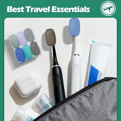 Lapfoon 6 Packs Silicone Toothbrush Covers, Tooth Brush Cover Cap for Electric & Manual Toothbrush Heads - color: Black